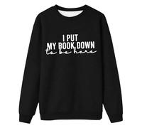 Sudaderas para mujer Here I'm Awake Don't Push It, sudadera divertida con letras y cuello redondo, Negro, M
