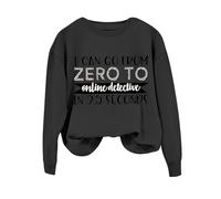 Sudaderas para mujer I Can Go From Zero To de manga larga con cuello redondo para mujer, sudadera de invierno cómoda, casual, a la moda, otoño, gris oscuro, M