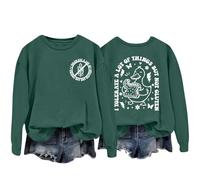 Sudaderas para mujer I Tolerate A Lot Of Things But Not Gluten Duck Cuello Redondo Manga Larga Mujer Sudadera Otoño Moda Invierno Pullover Cómodo Casual, verde, XL