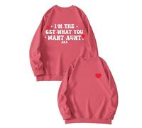 Sudaderas para mujer I'm The Get What You Want Aunt Aka cuello redondo manga larga sudadera moderna cómoda casual invierno otoño suéter, rosa, M