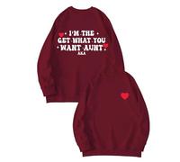 Sudaderas para mujer I'm The Get What You Want Aunt Aka cuello redondo manga larga sudadera moderna cómoda casual invierno otoño suéter, Vino, M