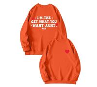Sudaderas para mujer I'm The Get What You Want Aunt Aka cuello redondo manga larga sudadera para mujer moderna cómoda casual otoño suéter invierno, naranja, S