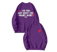 Sudaderas para mujer I'm The Get What You Want Aunt Aka cuello redondo manga larga sudadera para mujer moderna cómoda casual otoño invierno suéter, Morado (, XXL