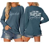 Sudaderas para mujer I'm The Get What You Want Aunt Aka Sugai Ctuntis cuello redondo otoño invierno sudadera moderna cómoda casual para mujer, azul marino, S