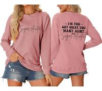 Sudaderas para mujer I'm The Get What You Want Aunt Aka Sugai Ctuntis cuello redondo otoño invierno sudadera moderna casual cómoda para mujer, rosa, S