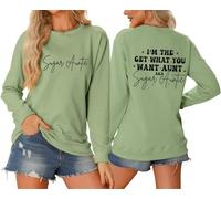 Sudaderas para mujer I'm The Get What You Want Aunt Aka Sugai Ctuntis cuello redondo otoño invierno sudadera moderna casual cómoda para mujer, -, L