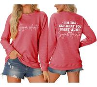 Sudaderas para mujer I'm The Get What You Want Aunt Aka Sugai Ctuntis cuello redondo otoño invierno sudadera moderna casual cómoda para mujer, rosso, S
