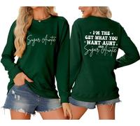 Sudaderas para mujer I'm The Get What You Want Aunt Aka Sugai Ctuntis cuello redondo otoño invierno sudadera moderna casual cómoda para mujer, verde, M
