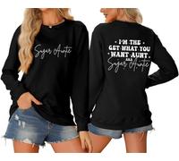 Sudaderas para mujer I'm The Get What You Want Aunt Aka Sugai Ctuntis cuello redondo otoño invierno sudadera moderna cómoda casual para mujer, Negro, M