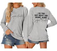 Sudaderas para mujer I'm The Get What You Want Aunt Aka Sugai Ctuntis cuello redondo otoño invierno sudadera moderna casual cómoda para mujer, gris, XXL