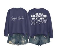 Sudaderas para mujer I'm The Get What You Want Aunt Aka Sugar Auntie sudadera de manga larga para mujer, sudadera moderna y cómoda para invierno casual otoño, azul marino, S