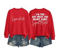 Sudaderas para mujer I'm The Get What You Want Aunt Aka Sugar Auntie sudadera de manga larga para mujer, sudadera moderna y cómoda para invierno casual otoño, rosso, XXL