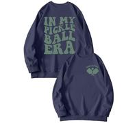 Sudaderas para mujer In My Pickleball Era, con bolsillos divertidos, manga larga, cuello redondo, sudadera de moda para invierno, cómoda, para otoño, casual, azul marino, L