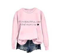 Sudaderas para mujer It's A Beautiful Day To Kick Cancer's Ass, cuello redondo, manga larga, sudadera para mujer, sudadera de invierno y otoño, cómoda, casual, rosa, M