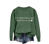 Sudaderas para mujer It's A Beautiful Day To Kick Cancer's Ass, cuello redondo, manga larga, sudadera para mujer, sudadera de invierno y otoño, cómoda, casual, verde, XXL