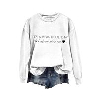 Sudaderas para mujer It's A Beautiful Day To Kick Cancer's Ass, cuello redondo, manga larga, sudadera para mujer, sudadera de invierno y otoño, cómoda, casual, blanco, XL