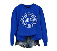 Sudaderas para mujer It's All Messy My Hair The Kids The House Life cuello redondo manga larga sudadera para mujer otoño moda casual cómodo invierno suéter, azul, S