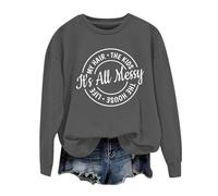 Sudaderas para mujer It's All Messy My Hair The Kids The House Life cuello redondo manga larga sudadera para mujer otoño moda casual cómodo invierno suéter, gris oscuro, L