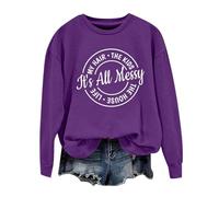 Sudaderas para mujer It's All Messy My Hair The Kids The House Life cuello redondo manga larga sudadera para mujer otoño moda casual cómodo invierno suéter, Morado (, XL