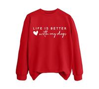 Sudaderas para mujer Life Is Better With My Dogs Dog Mom Cuello Redondo Manga Larga Mujer Sudadera Moda Otoño Casual Pullover Invierno Cómodo, rosso, S