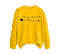 Sudaderas para mujer Life Is Better With My Dogs Dog Mom Cuello Redondo Manga Larga Mujer Sudadera Moda Otoño Casual Pullover Invierno Cómodo, amarillo, L