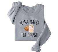 Sudaderas para mujer Mama Makes The Dough con cuello redondo de manga larga para mujer, sudadera cómoda para invierno, otoño, casual, a la moda, gris, XXL