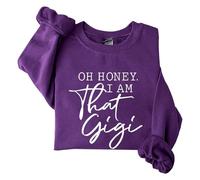 Sudaderas para mujer Oh Honey I Am That Gigi de manga larga con cuello redondo para mujer, sudadera de moda casual de invierno cómoda para otoño, Morado (, L