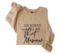 Sudaderas para mujer Oh Honey I Am That Mamaw de manga larga con cuello redondo para mujer, sudadera de moda casual para invierno y otoño, cómoda, caqui, M