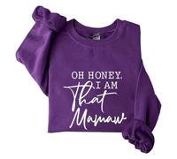 Sudaderas para mujer Oh Honey I Am That Mamaw de manga larga con cuello redondo para mujer, sudadera de moda casual para invierno y otoño, cómoda, Morado (, L