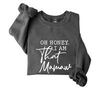 Sudaderas para mujer Oh Honey I Am That Mamaw de manga larga con cuello redondo para mujer, sudadera de moda casual para invierno y otoño, cómoda, gris oscuro, XL
