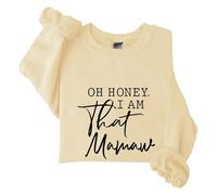 Sudaderas para mujer Oh Honey I Am That Mamaw de manga larga con cuello redondo para mujer, sudadera de moda casual para invierno y otoño, cómoda, beige, XXL
