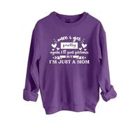 Sudaderas para mujer Once I Get Pretty Again I'll Post Pictures But I'M Just A Mom, cuello redondo, manga larga, sudadera de moda para otoño e invierno, cómoda sudadera casual, Morado (, XXL