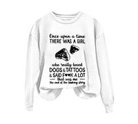 Sudaderas para mujer Once Upon A Time There Was A Girl de manga larga con cuello redondo para mujer, sudadera casual de moda cómoda para invierno, blanco, S