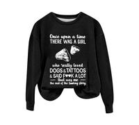 Sudaderas para mujer Once Upon A Time There Was A Girl de manga larga con cuello redondo para mujer, sudadera casual de moda cómoda para invierno, Negro, S