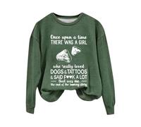 Sudaderas para mujer Once Upon A Time There Was A Girl de manga larga con cuello redondo para mujer, sudadera casual de moda cómoda para invierno, -, S
