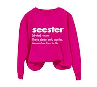 Sudaderas para mujer Seester Like A Sister Only Cooler, manga larga, cuello redondo, sudadera de invierno a la moda para otoño, casual, cómoda, hot pink, XXL
