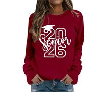 Sudaderas para mujer Senior Mom 2024, sudadera de manga larga para mujer Proud Mom of a Senior Graduate con cuello redondo, rosso, M