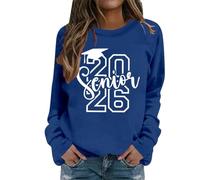 Sudaderas para mujer Senior Mom 2024, sudadera de manga larga para mujer Proud Mom of a Senior Graduate con cuello redondo, azul, S