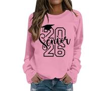 Sudaderas para mujer Senior Mom 2024, sudadera de manga larga para mujer Proud Mom of a Senior Graduate con cuello redondo, rosa, L