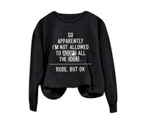 Sudaderas para mujer So Apparently I'm Not Allowed To Adopt All Dogs Sudadera de manga larga con cuello redondo para mujer, sudadera de moda para invierno y otoño, casual, cómoda, Negro, L