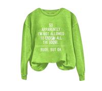 Sudaderas para mujer So Apparently I'm Not Allowed To Adopt All Dogs Sudadera de manga larga con cuello redondo para mujer, sudadera de moda para invierno y otoño, casual, cómoda, verde menta, XL