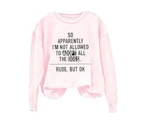 Sudaderas para mujer So Apparently I'm Not Allowed To Adopt All Dogs Sudadera de manga larga con cuello redondo para mujer, sudadera de moda para invierno y otoño, casual, cómoda, rosa, XL