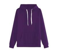 Sudaderas para mujer, talla grande, sudadera con capucha para mujer, de gran tamaño, con bolsillo frontal, cordón, manga larga, cierre de cordón, acogedora, sudadera casual con hombros rectos, Morado