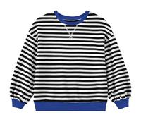 Sudaderas para niña, sudadera, suéter suelto, manga larga, cuello redondo, ropa a rayas suéter con purpurina para mujer, BU1, 3-4 años