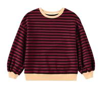 Sudaderas para niña, sudadera, suéter suelto, manga larga, cuello redondo, ropa a rayas suéter con purpurina para mujer, Vino, 5-6 años