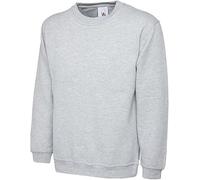 Sudaderas para niños del Reino Unido para el regreso a clases, cuello redondo, manga larga, suéter liso con puños acanalados, forro polar de algodón, suéter unisex para niñas de 5 a 13 años, gris