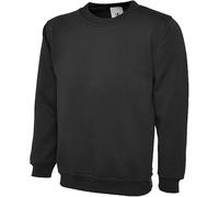 Sudaderas para niños del Reino Unido para el regreso a clases, cuello redondo, manga larga, suéter liso con puños acanalados, forro polar de algodón, suéter unisex para niñas de 5 a 13 años, Negro,