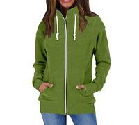 Sudaderas sin Capucha para Mujer Chaquetas Ligeras Cuello Alto con Cremallera para Mujer Jerséis Sueltos Sudadera de Manga Larga Otoño Invierno Jacket Outwear Camiseta Chaqueta Deportes(A Verde,XXL)