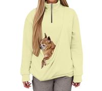 Sudaderas sin Capucha para Mujer con Bolsillo para Mascotas de con Canguro Bolsillo para Gatos y Cachorros Camisetas de Gran Tamaño con Bolsillo Grande Ideal para Amantes de Las Mascotas