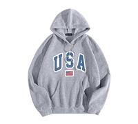 Sudaderas sin hombre gráfico con capucha cuello con capucha manga larga sudadera tops suéter monocolor, gris, M